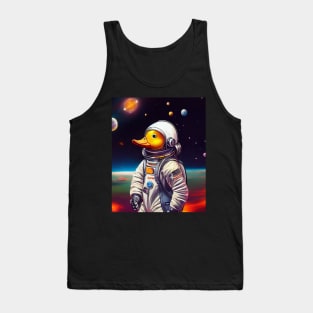 Cute Duck In Space Tank Top